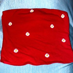 red flower tube top